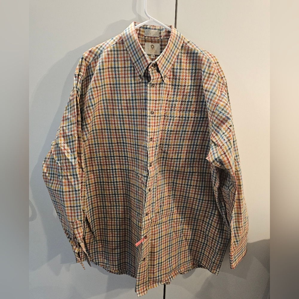 Men's Classic Multicolor Plaid Wool Button Down Shirt